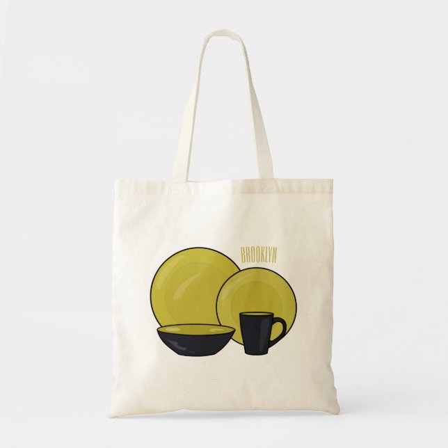 Tableware set cartoon illustration  tote bag (Front)