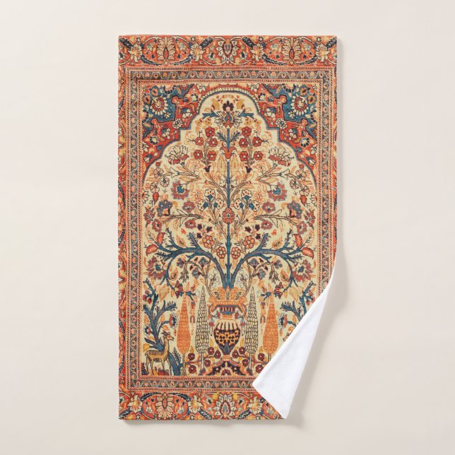 Tabriz Tree of Life Persian Rug Print Hand Towel (Hand Towel)