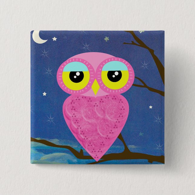 Tabu Japan Owl Square Pin (Front)