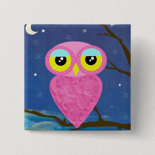 Tabu Japan Owl Square Pin