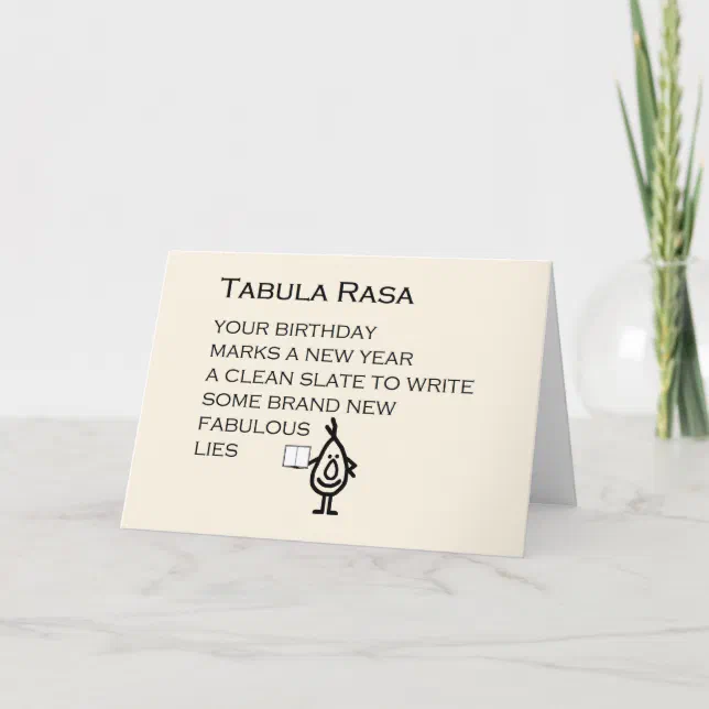 Tabula Rasa A Funny Happy Birthday Poem Thank You Card | Zazzle