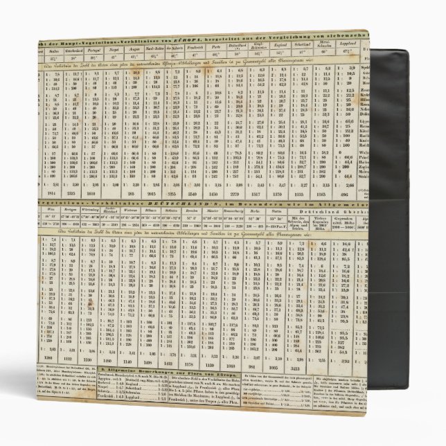 tabular representation of statistics 3 ring binder (Front/Inside)