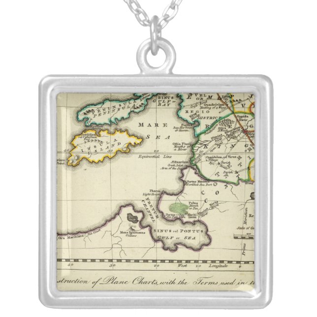 Tabularum geographicarum specimen World Map Silver Plated Necklace (Front)