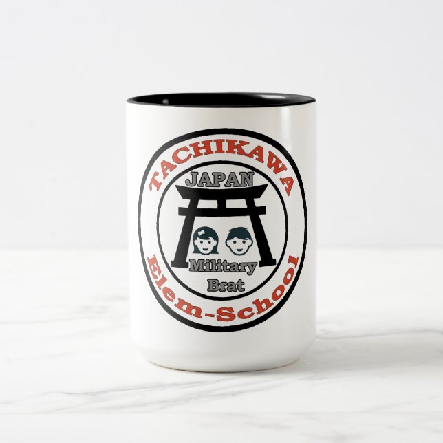Tachikawa  Elem-School Japan Military Brat Two-Tone Coffee Mug (Center)