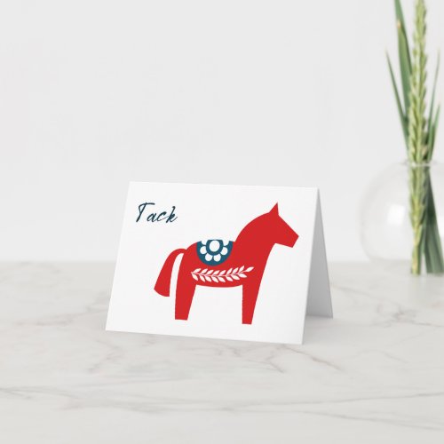 Tack Dala Horse Swedish Thank You  Card