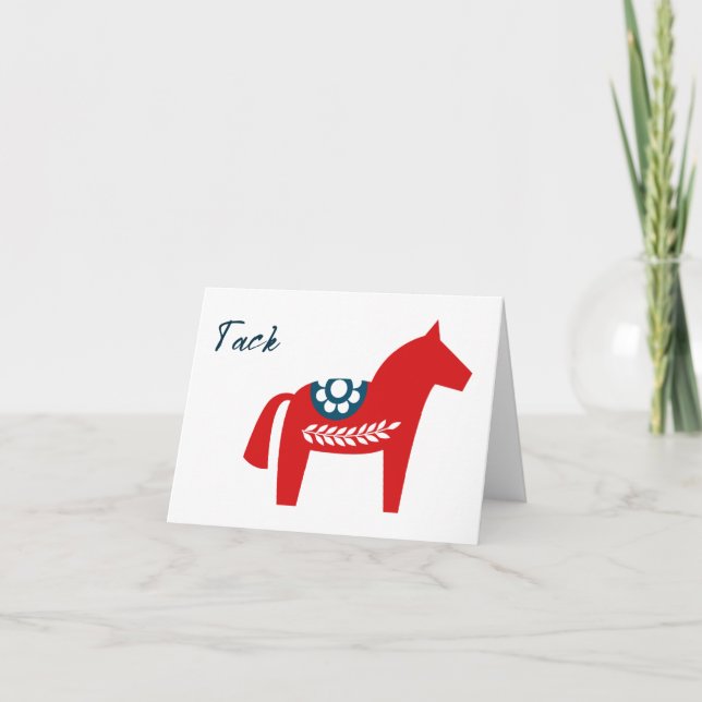 Tack Dala Horse Swedish Thank You  Card (Front)