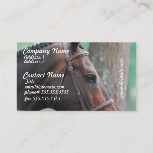Customizable Tacked Dark Bay Horse Business Cards