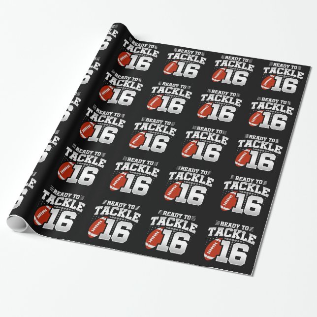 Tackle 16th Birthday 16 Years Couples Anniversary Wrapping Paper (Unrolled)