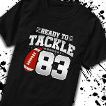 Tackle 83rd Birthday 83 Years Couples Anniversary T-Shirt<br><div class="desc">This fun football birthday design is perfect for an 83rd birthday football theme birthday party to celebrate turning 83 years old! It is also great for an 83 year wedding anniversary party for couples celebrating their 83rd anniversary together. Features "Ready To Tackle 83" quote with football graphic. Perfect for anyone...</div>