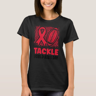 Tackle Aids Awareness Shirt Red Ribbon Hiv Aids Aw