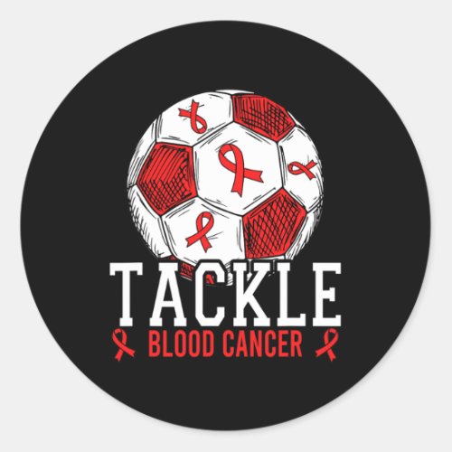 Tackle Blood Cancer Awareness Men Women Red Ribbon Classic Round Sticker