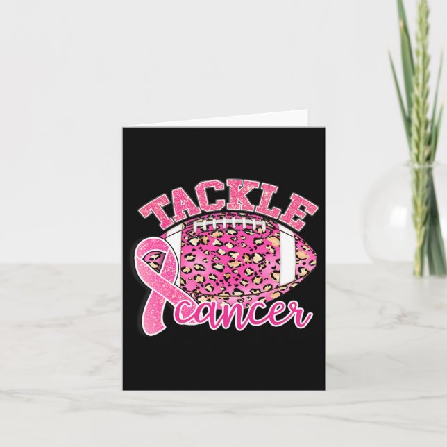 Tackle Breast Cancer Awareness Pink Leopard Footby Card (Front)
