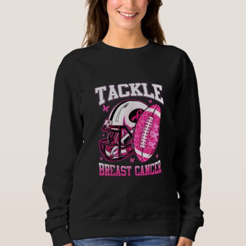 Tackle Breast Cancer Awareness Pink Ribbon Foot Sweatshirt