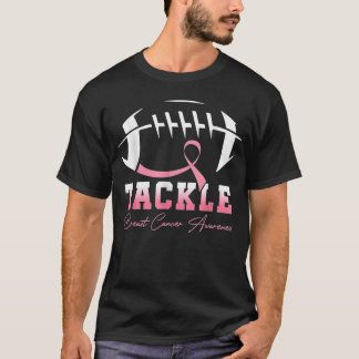 Tackle Breast Cancer Awareness Pink Ribbon Footbal T-Shirt