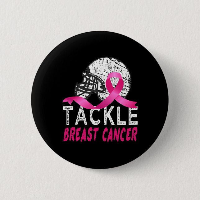 Tackle Breast Cancer Awareness Survivor Football O Button (Front)