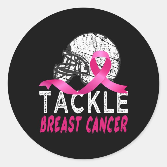 Tackle Breast Cancer Awareness Survivor Football O Classic Round Sticker (Front)
