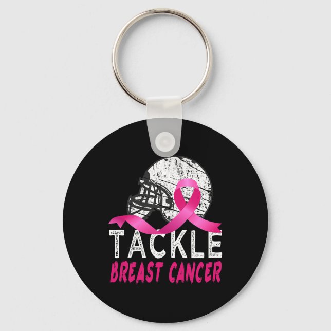 Tackle Breast Cancer Awareness Survivor Football O Keychain (Front)