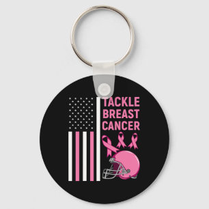 Tackle Breast Cancer Football American Flag  Keychain