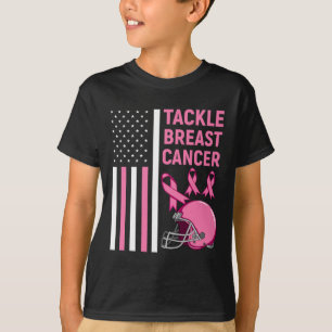 Tackle Breast Cancer Football American Flag T-Shirt