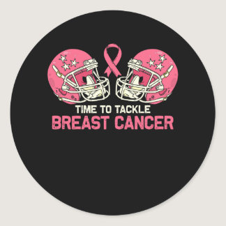 Tackle Breast Cancer Football Helmet Pink Ribbon A Classic Round Sticker