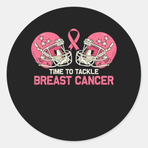 Tackle Breast Cancer Football Helmet Pink Ribbon A Classic Round Sticker