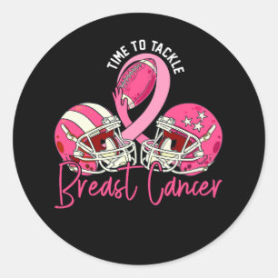 Tackle Breast Cancer Football Helmet Pink Ribbon A Classic Round Sticker