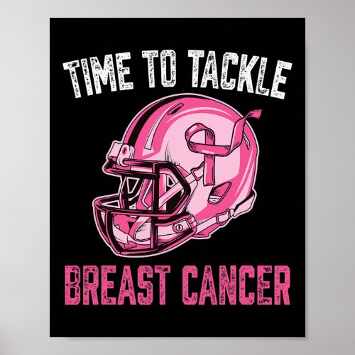Tackle Breast Cancer Football Helmet Pink Ribbon A Poster