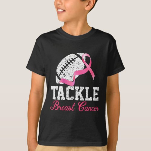 Tackle Breast Cancer Football Survivor Pink Ribbon T_Shirt