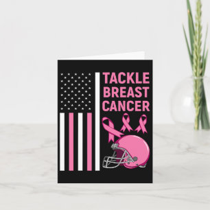 Tackle Breast Cancer Footbyll American Flag Card