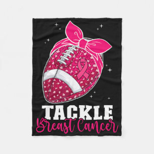 Tackle Breast Cancer Footll Pink Ribbon Awareness Fleece Blanket
