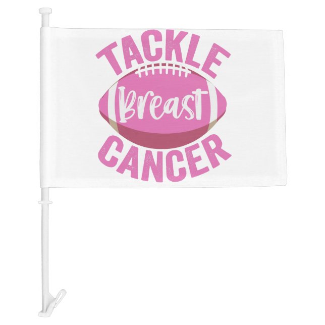 Tackle Breast Cancer Funny Football Awareness Gift Car Flag (Front)