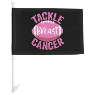 Tackle Breast Cancer Funny Football Awareness Gift Car Flag