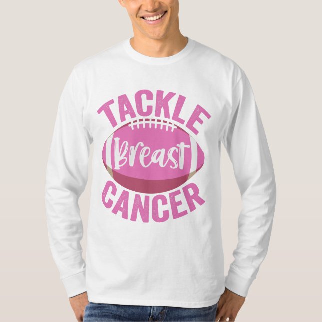 Tackle Breast Cancer Funny Football Awareness Gift T-Shirt (Front)