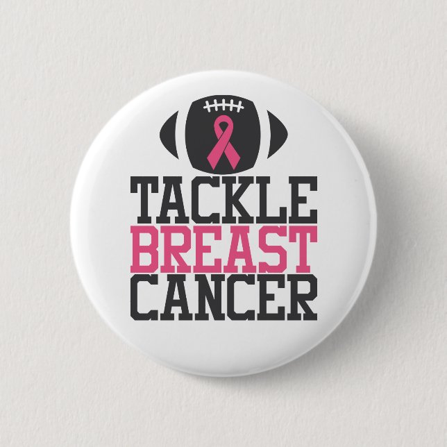Tackle Breast Cancer | Pink Ribbon Awareness Button (Front)