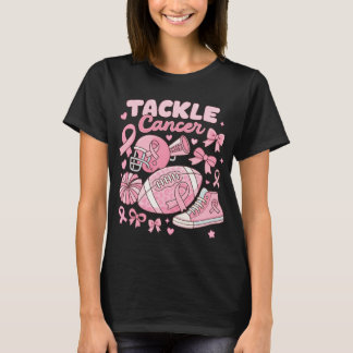 Tackle Breast Cancer Pink Ribbon Football T-Shirt