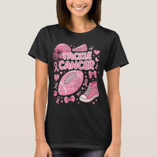 Tackle Breast Cancer Pink Ribbon Football T-Shirt