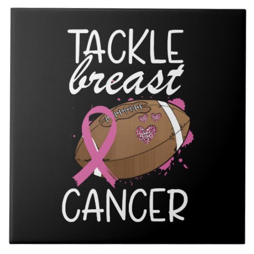 Tackle Cancer Breast Cancer Awareness Ribbon  Ceramic Tile