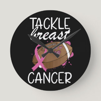 Tackle Cancer Breast Cancer Awareness Ribbon  Round Clock