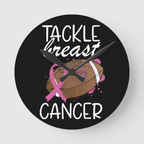 Tackle Cancer Breast Cancer Awareness Ribbon  Round Clock