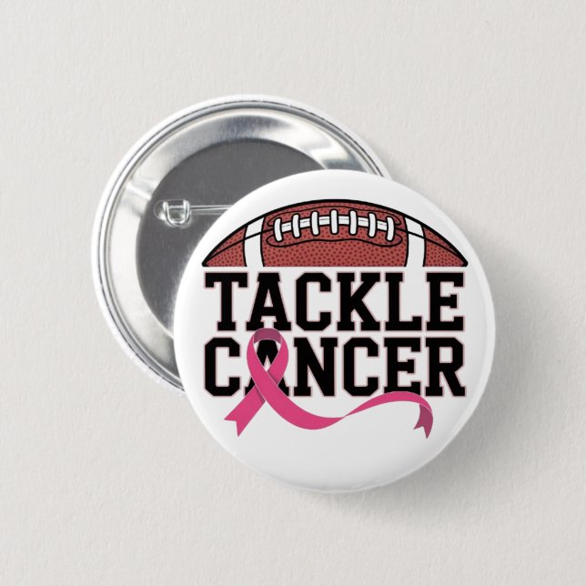 Tackle Cancer Pink Ribbon Design Button (Front & Back)