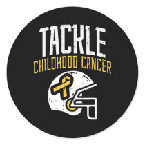 Tackle Childhood Cancer Helmet Ribbon Awareness Su Classic Round Sticker