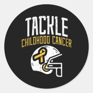 Tackle Childhood Cancer Helmet Ribbon Awareness Su Classic Round Sticker