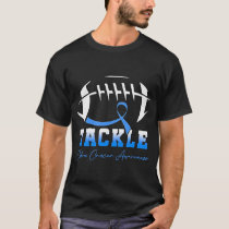 Tackle Colon Cancer Awareness Blue Ribbon Football T-Shirt