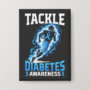 Tackle Diabetes Awareness Gear American Football Button