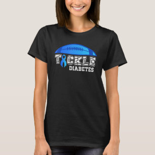 Tackle Diabetes Blue Football Type 1 T1D Diabetes T-Shirt
