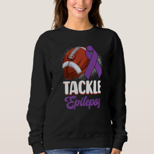 Tackle Epilepsy Awareness Day Warrior Football Pur Sweatshirt
