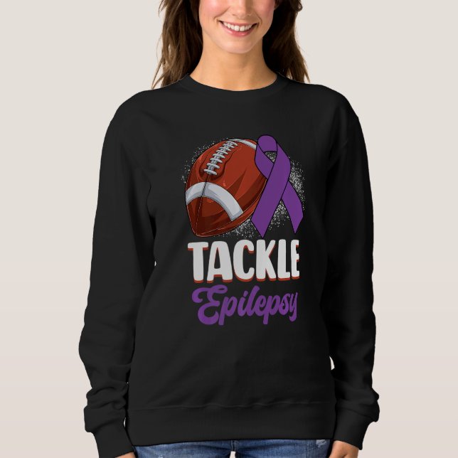 Tackle Epilepsy Awareness Day Warrior Football Pur Sweatshirt (Front)