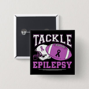 Tackle Epilepsy Purple Ribbon Football Button