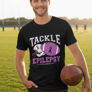 Tackle Epilepsy Purple Ribbon Football Tri-Blend Shirt