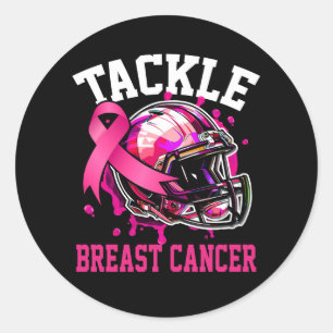 Tackle Football Breast Cancer Awareness Pink Helme Classic Round Sticker